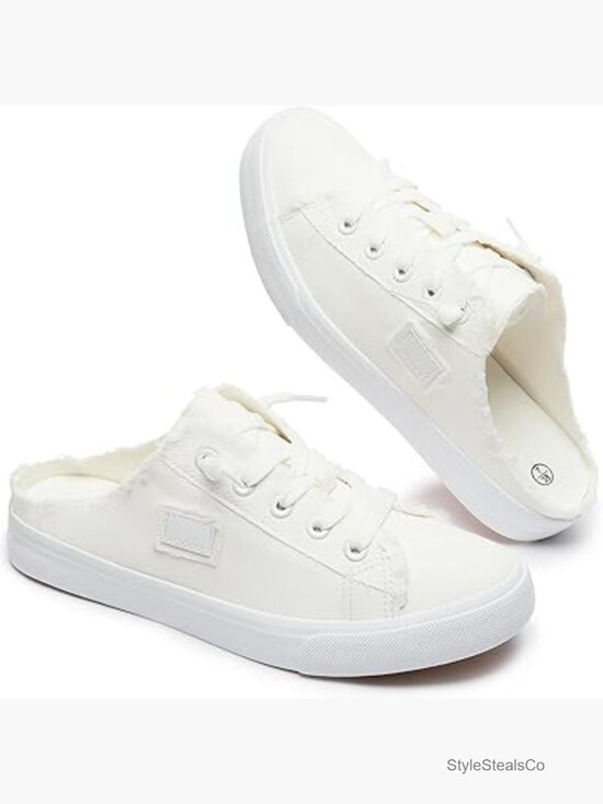 Shoes - Canvas Slip On Sneakers Mules Loafers Comfortable Non Slip Backless Shoes Women